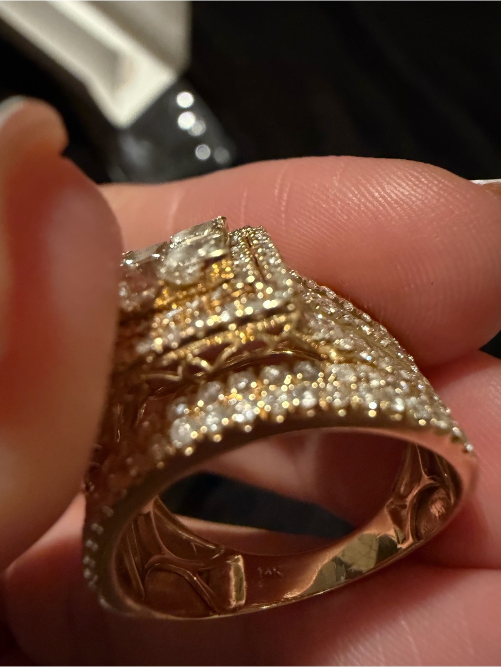Multi Row Round & Princess Cut Diamond Engagement Ring Set 14K Yellow Gold 3.5CT - Picture 8 of 12